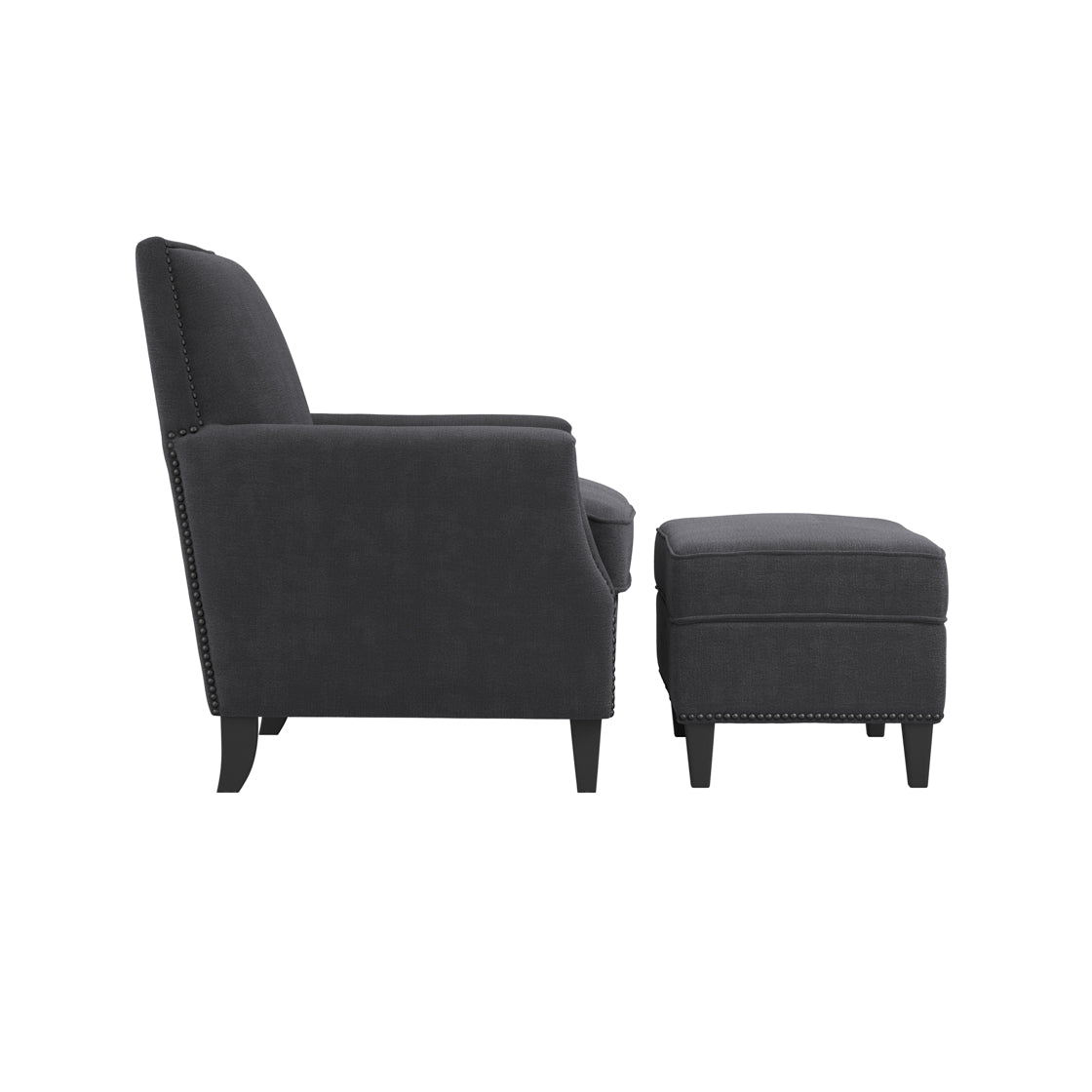 Atticus Anthracite Black Fabric Footstool